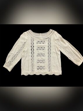 White House Black Market All-over Lace Inset 3Q Sleeve Blouse